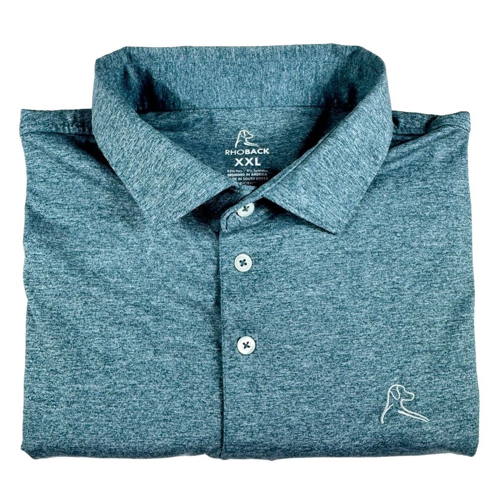 Rhoback Performance Golf Polo Shirt Mens 2XL Heather Green Comfort Stretch Sport